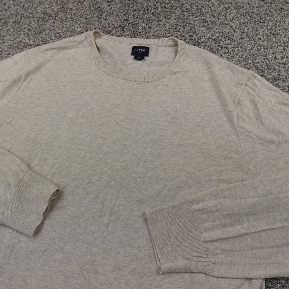 J Crew Sweater Mens L Beige Tan Heather Linen Blend Pullover Crewneck Sweatshirt